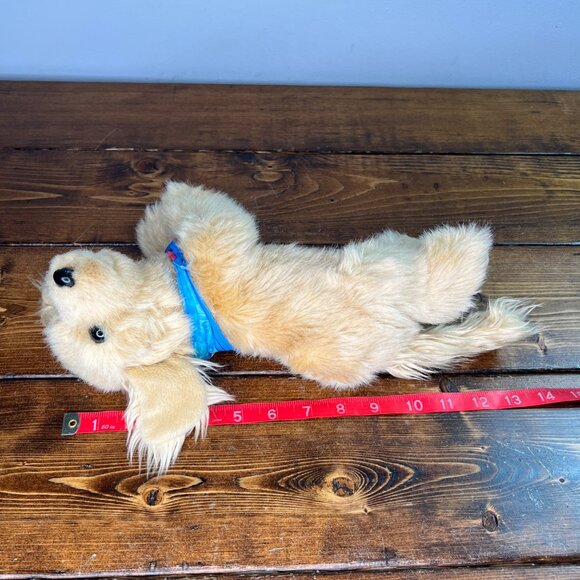 Little Brownie Plush Dog Toy With Blue Bandana 13" Beige Fluffy Stuffed Animal - Picture 8 of 9